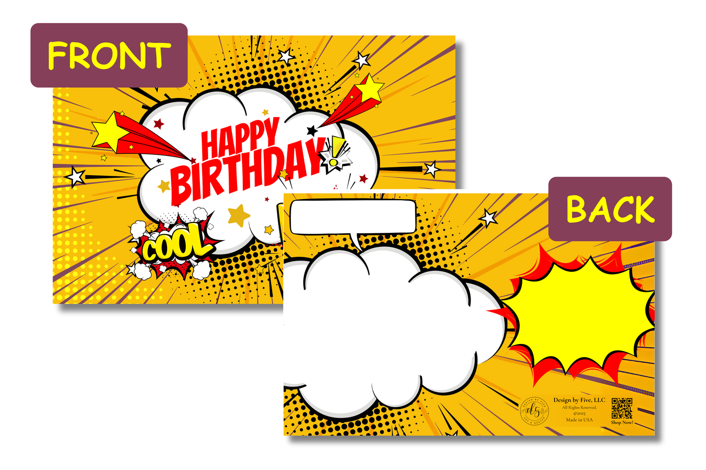 Personalized Comic Action Birthday Postcard