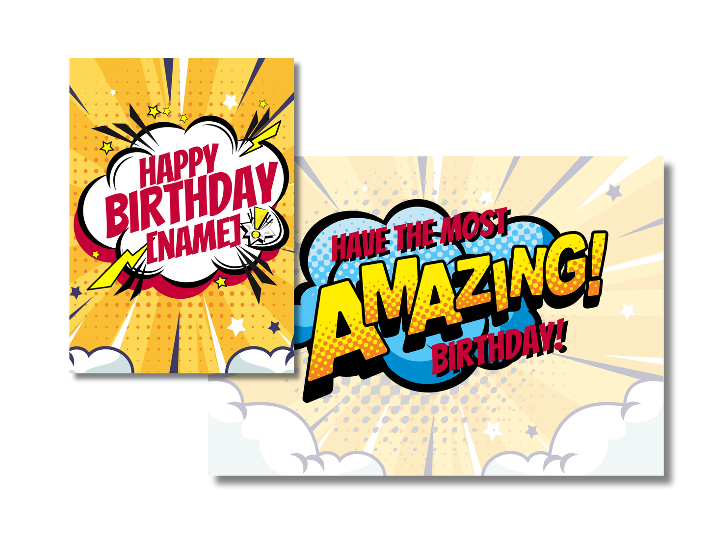 Personalized Comic Action Birthday Card