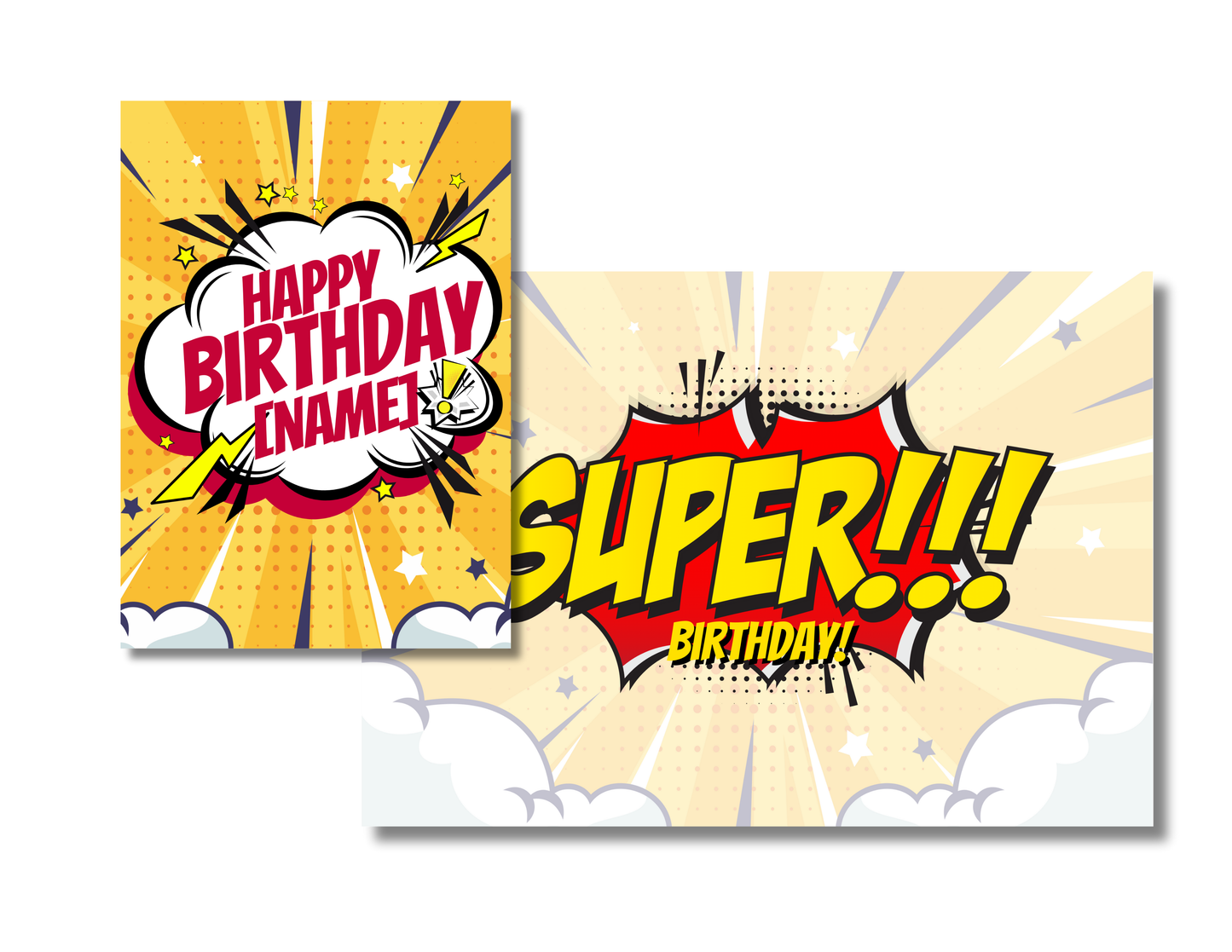 Personalized Comic Action Birthday Card