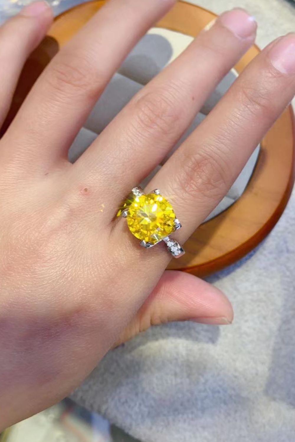 5 Carat Yellow Solitaire Moissanite Ring