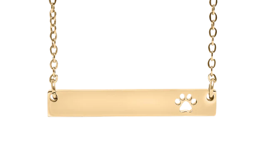 18K Gold Cutout Paw Print Bar Necklace