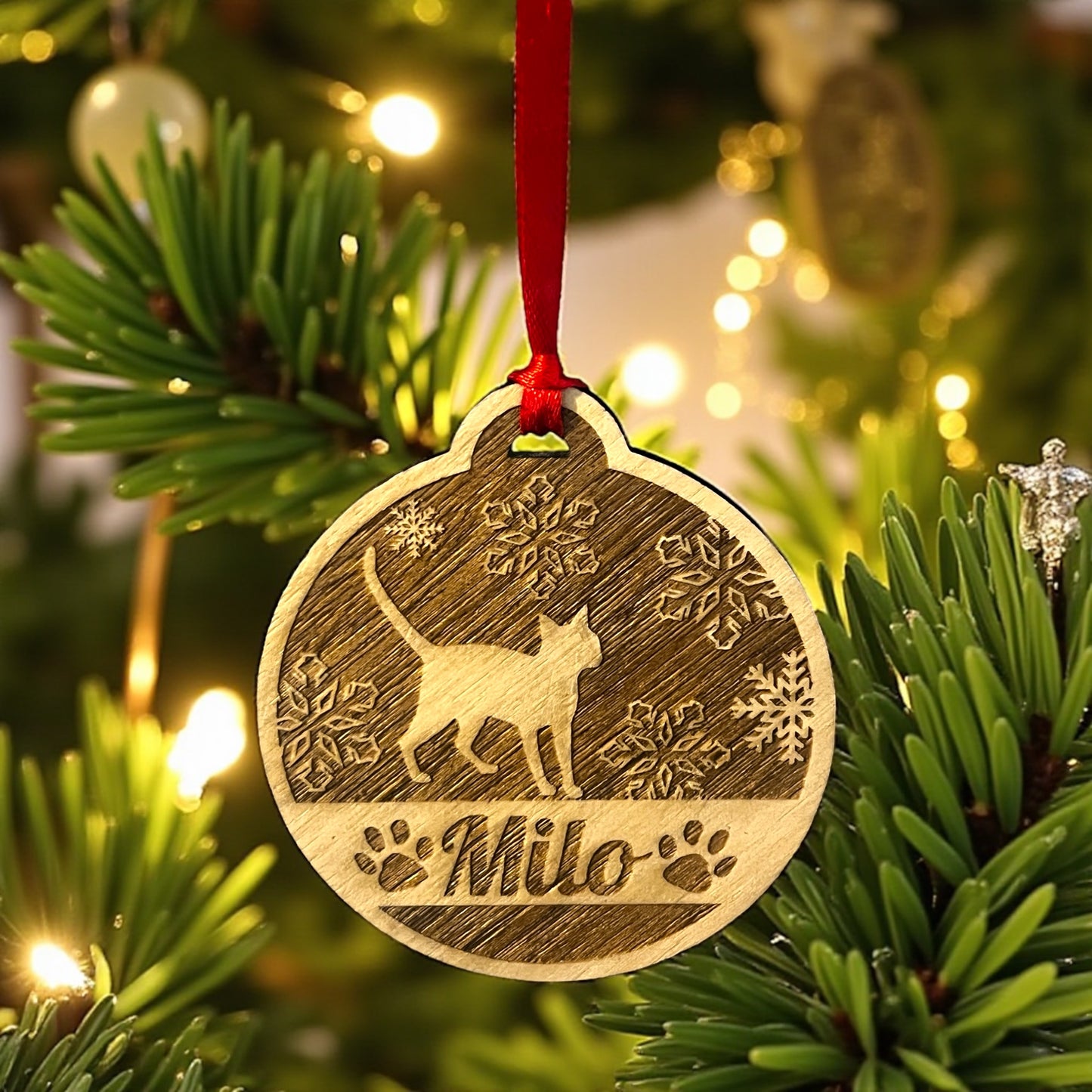 Personalized Paw Print Wooden Ornaments
