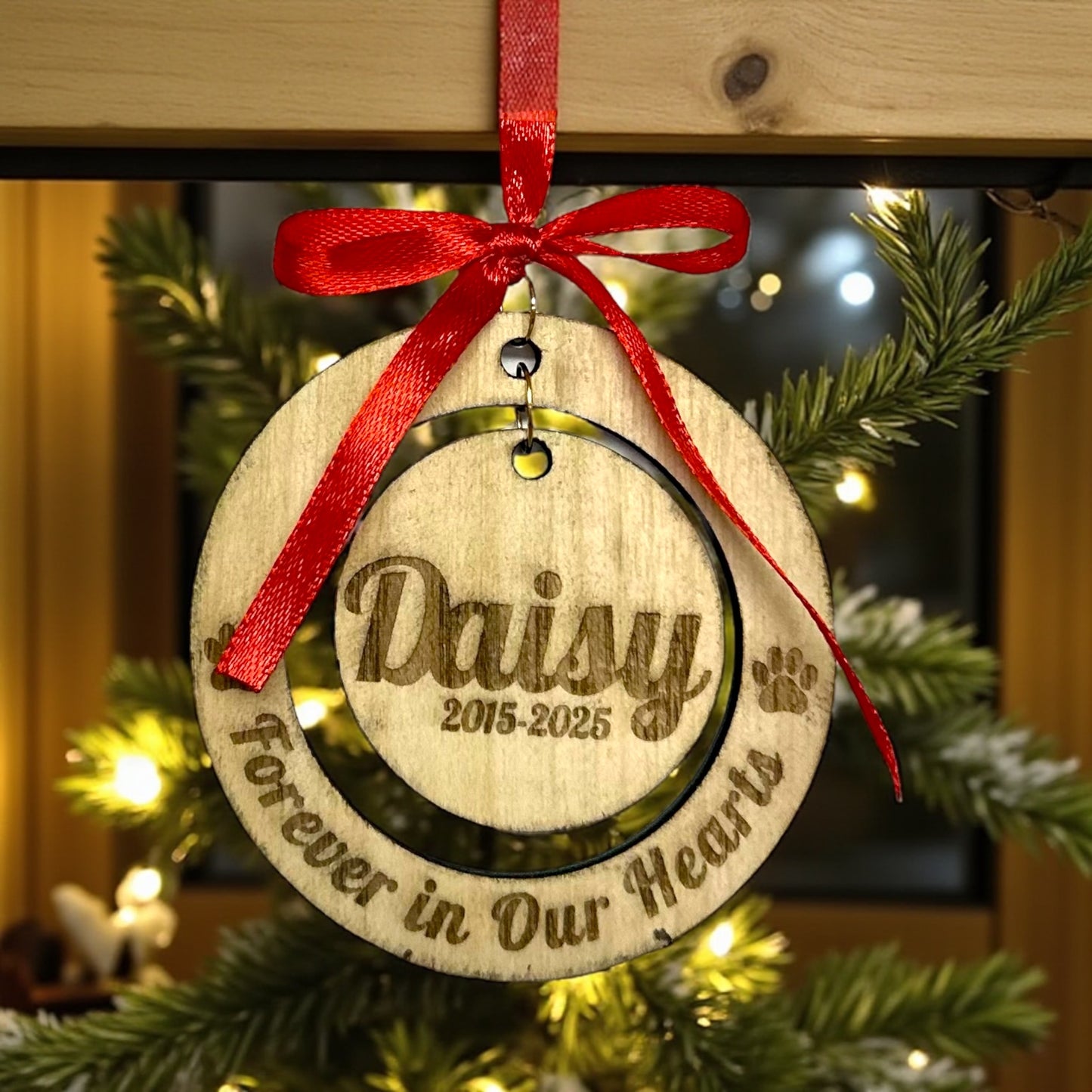 Personalized Paw Print Wooden Ornaments