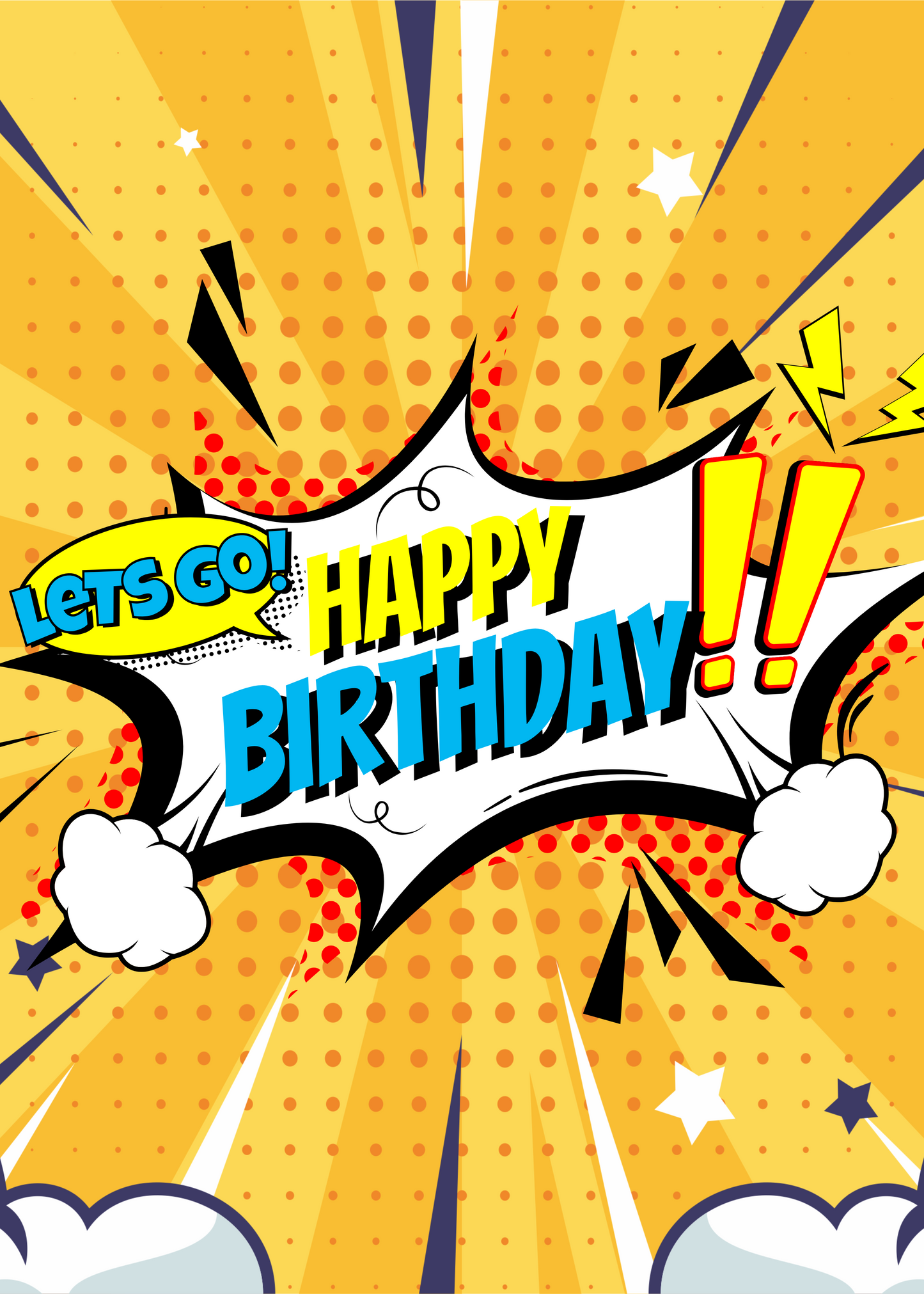 Personalized Comic Action Birthday Card