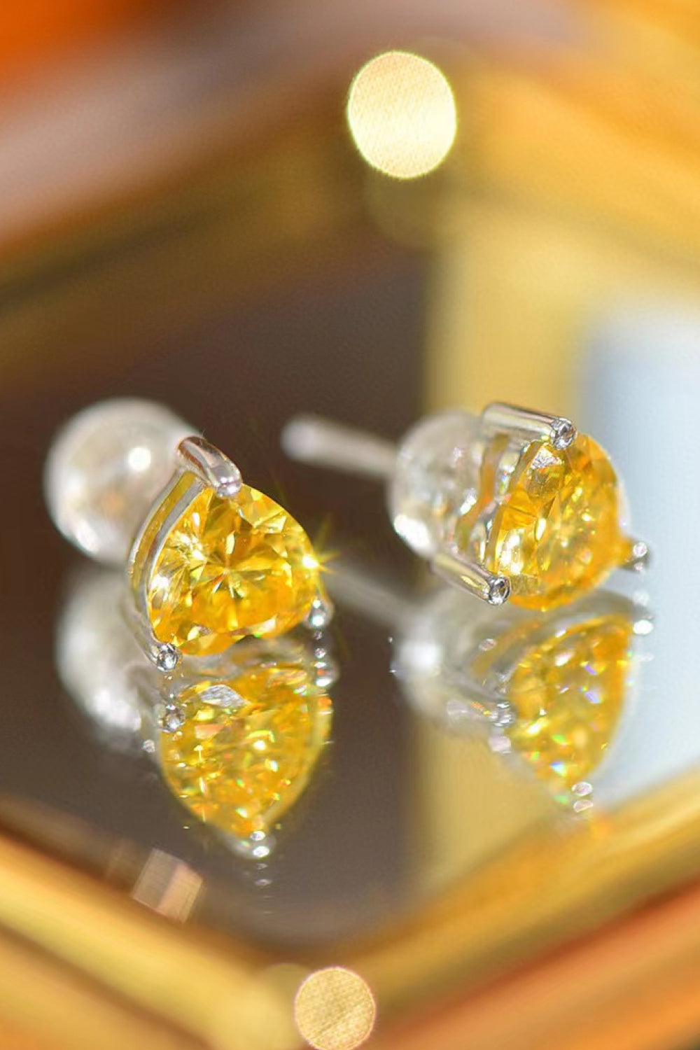 2 Carat Yellow Heart Moissanite Earrings
