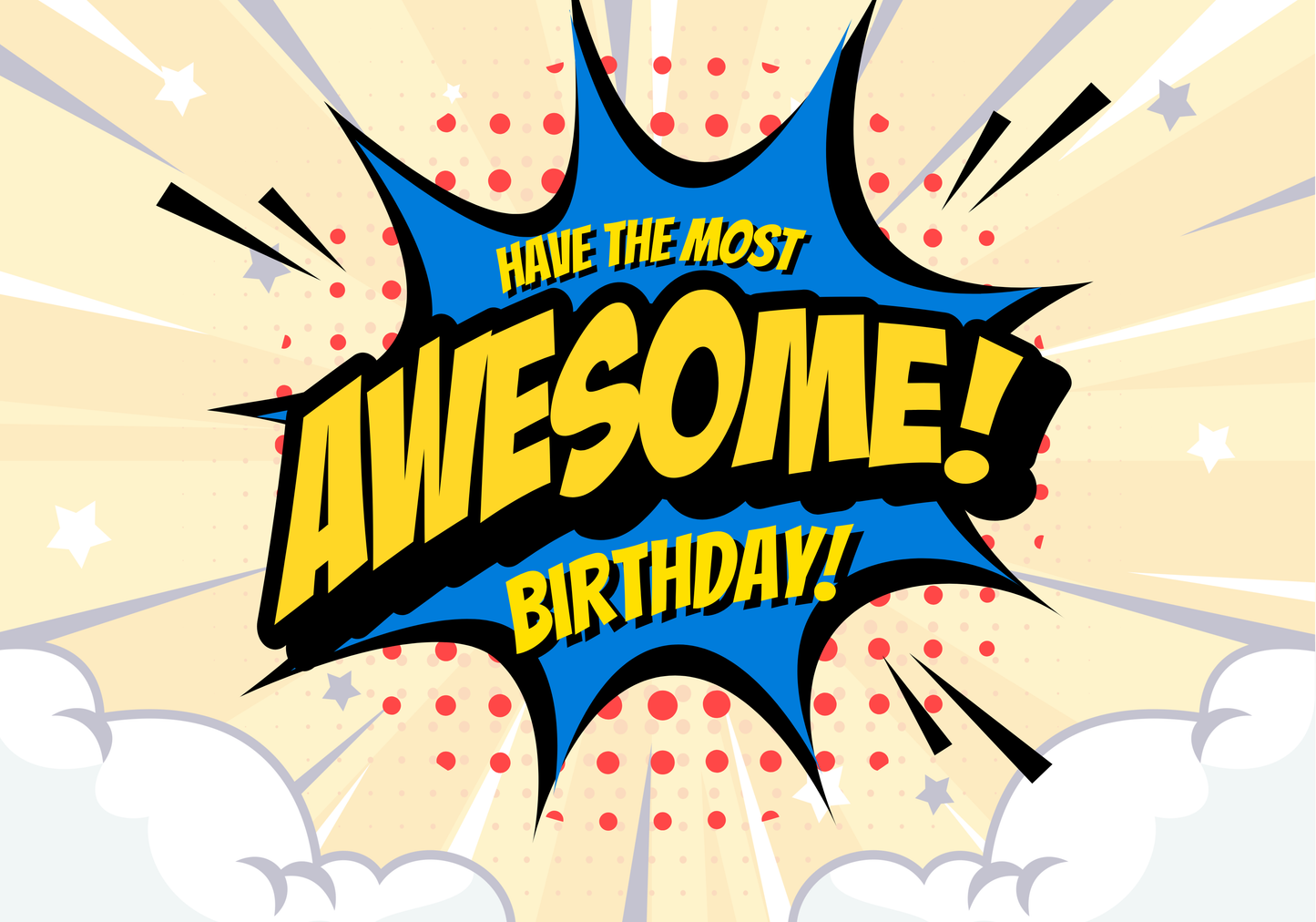 Personalized Comic Action Birthday Card