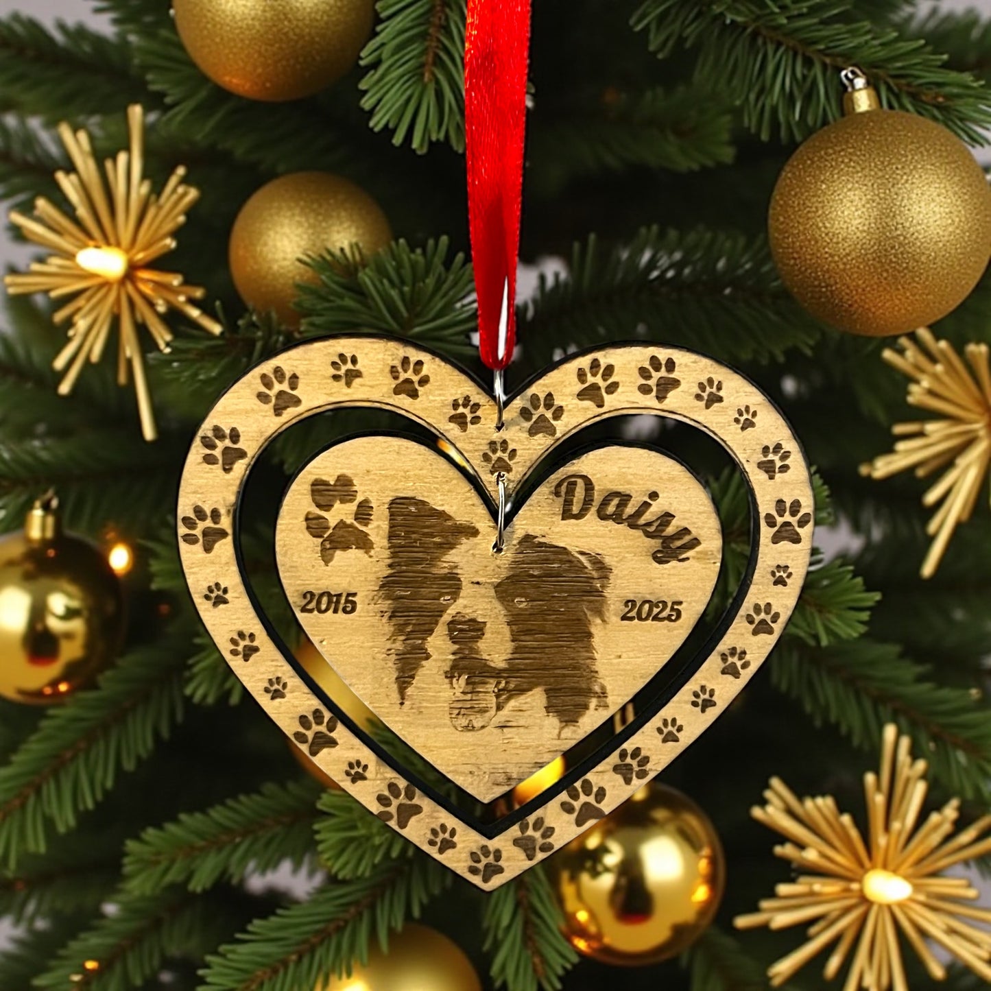 Personalized Paw Print Wooden Ornaments