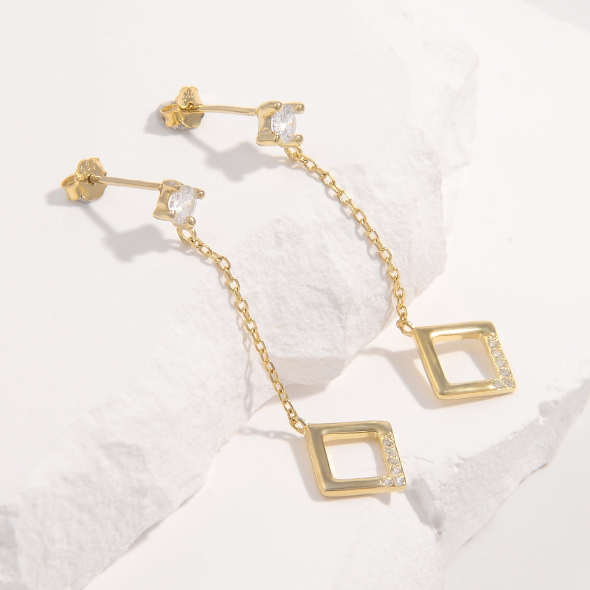 Elegant Diamond-shaped Dangle Earrings