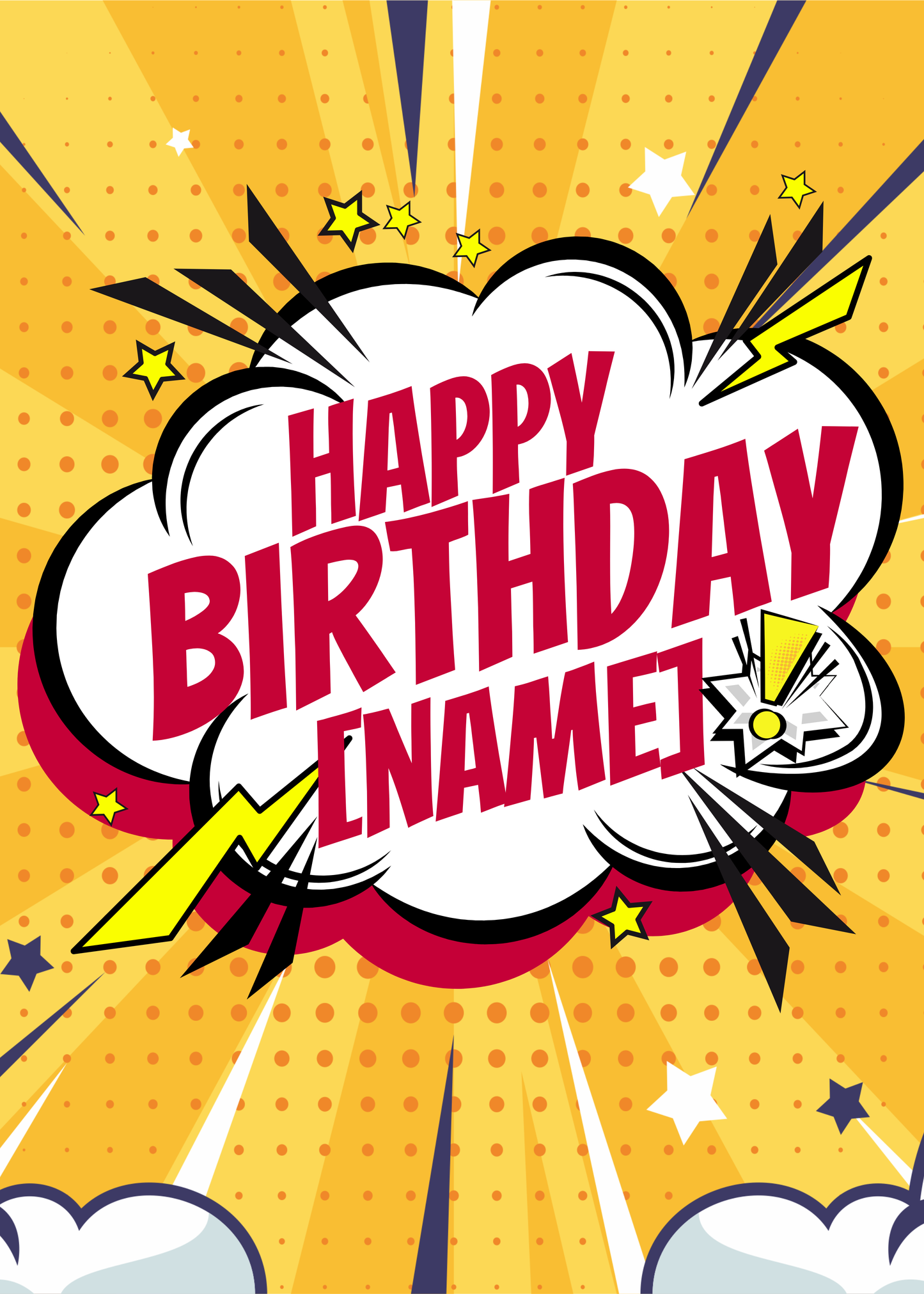 Personalized Comic Action Birthday Card