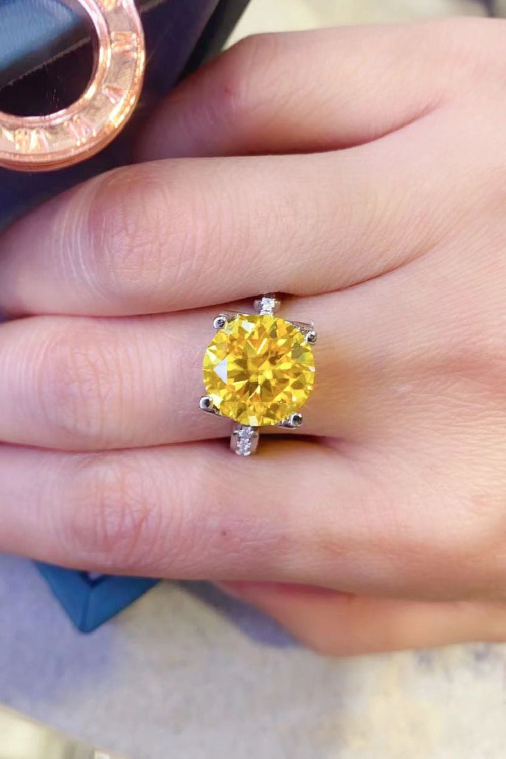 5 Carat Yellow Solitaire Moissanite Ring
