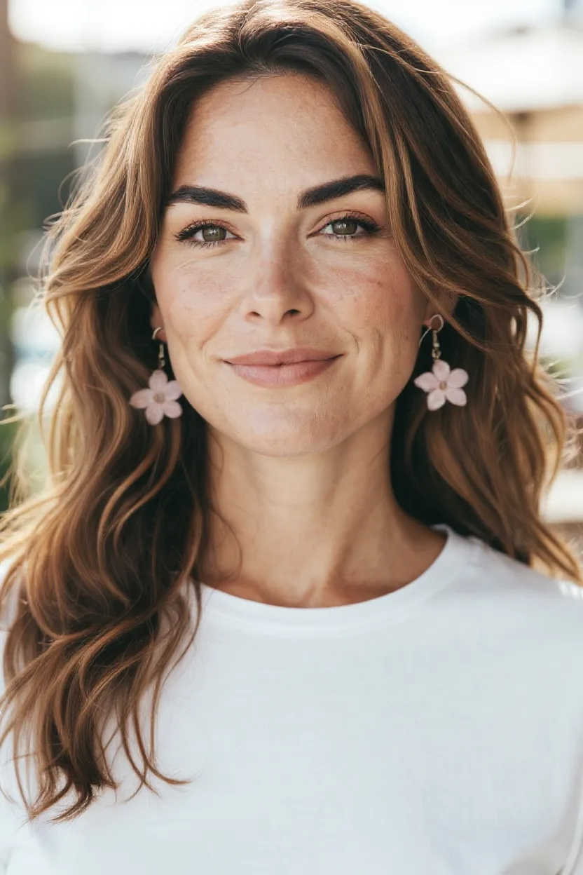 Gilded Pink Petal Flower Earrings