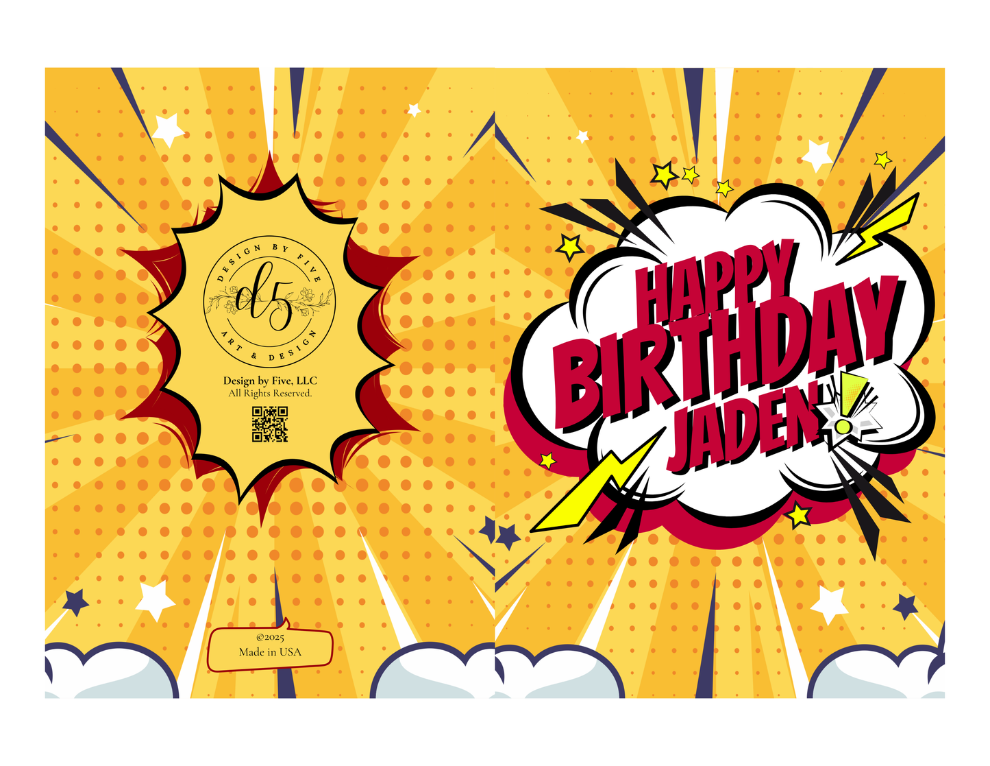 Personalized Comic Action Birthday Card