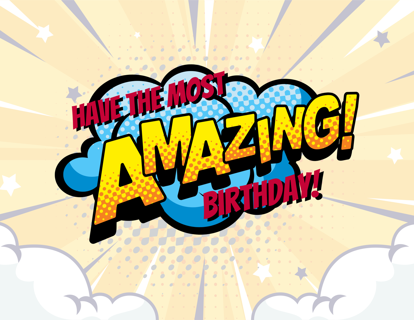 Personalized Comic Action Birthday Card
