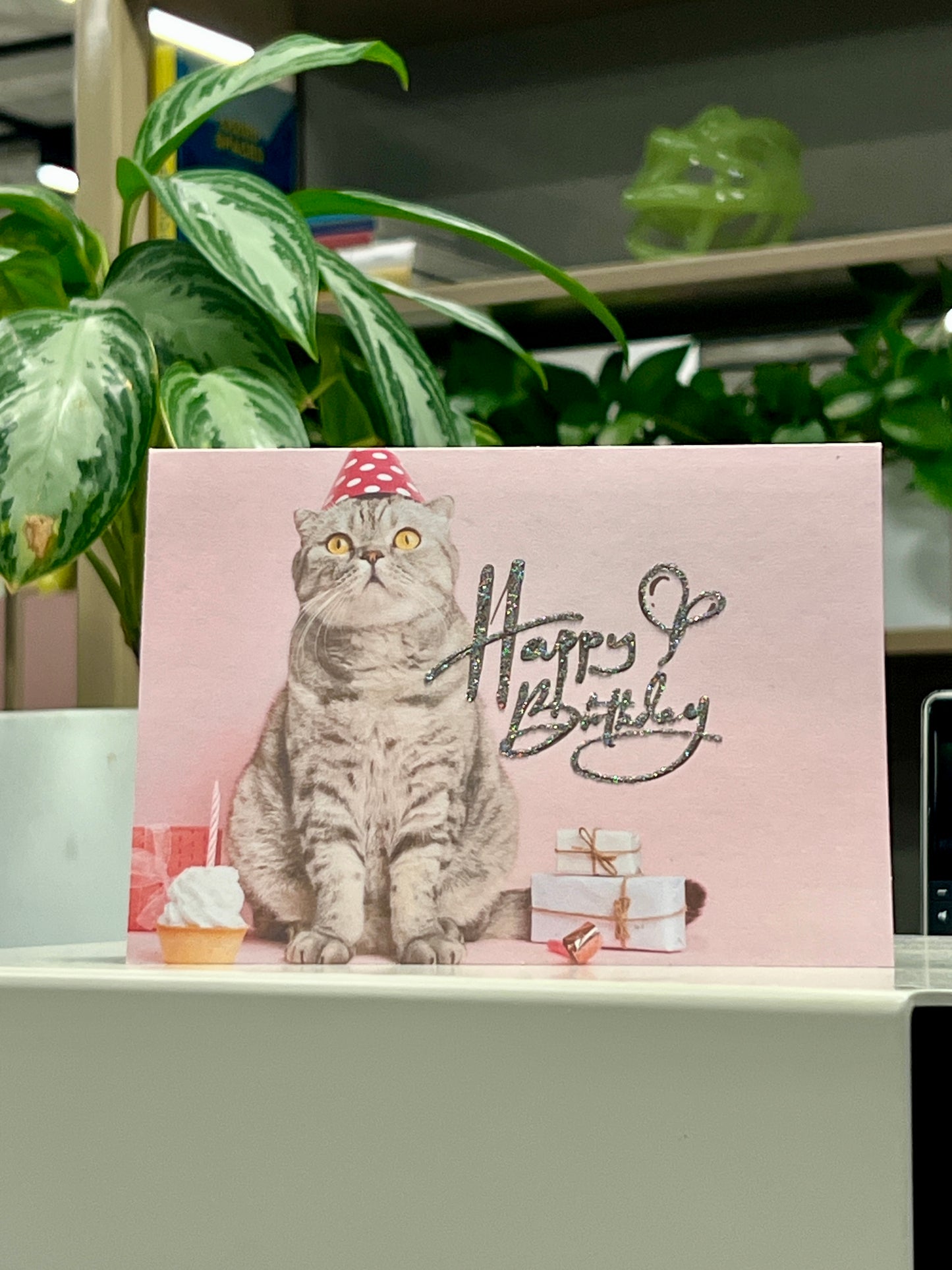 Glitter Kitty HAPPY BIRTHDAY Card