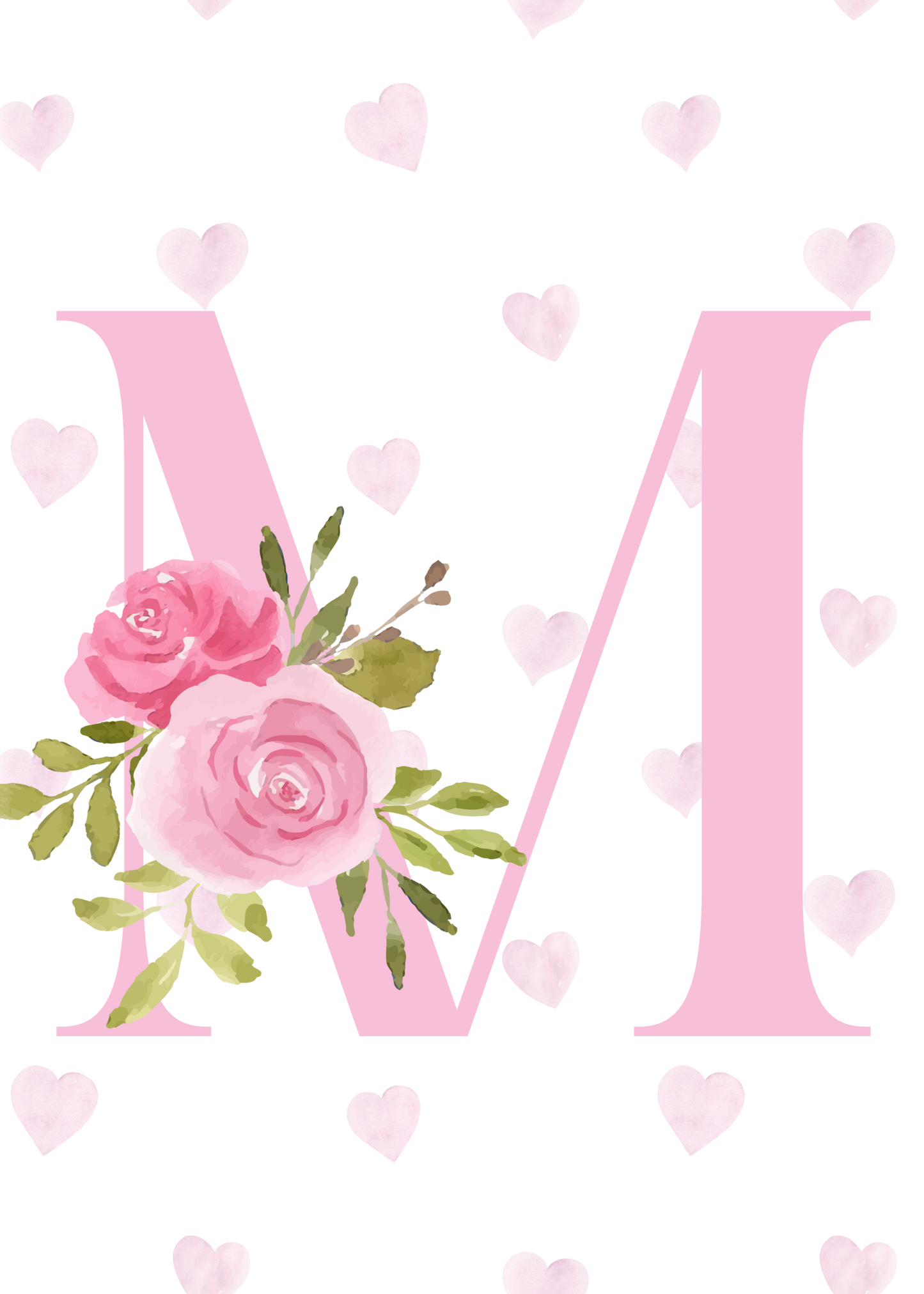 Monogram Floral Pink Birthday Card