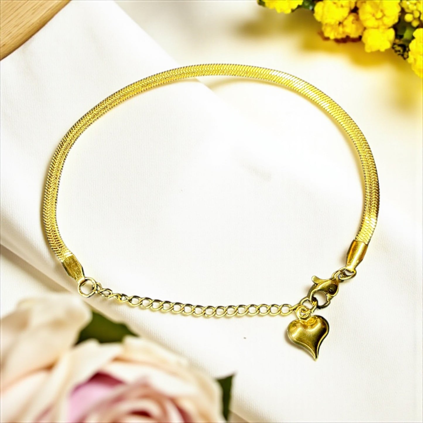 Gold Herringbone Chain Anklet