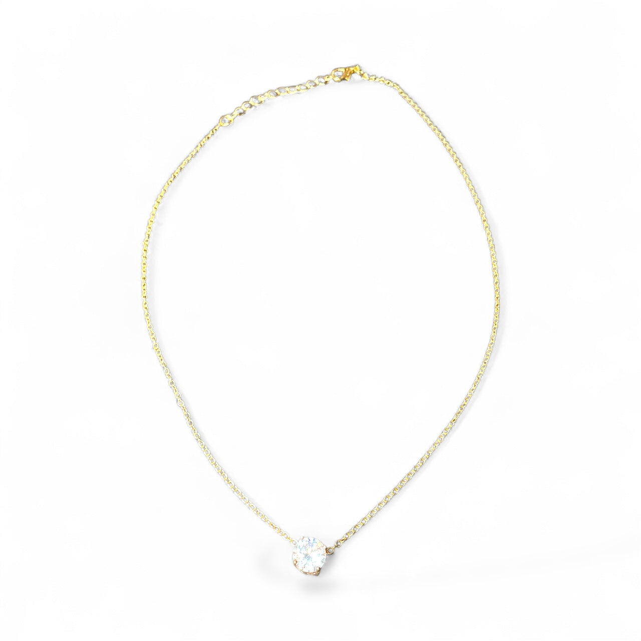 14K Gold Solitaire Pendant Necklace