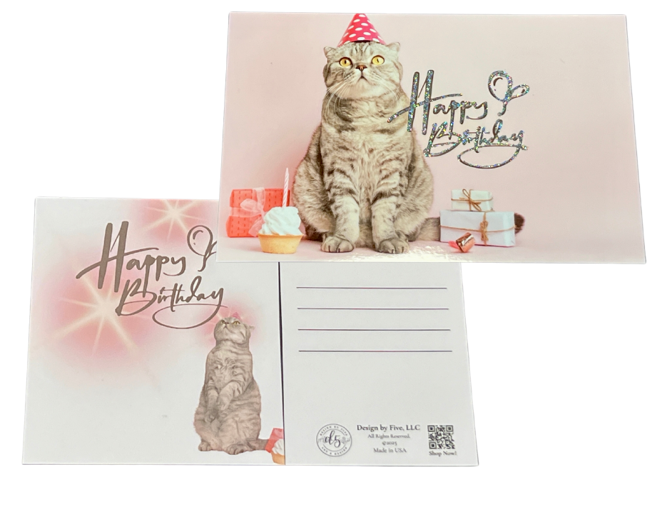 Glitter Kitty HAPPY BIRTHDAY Postcard