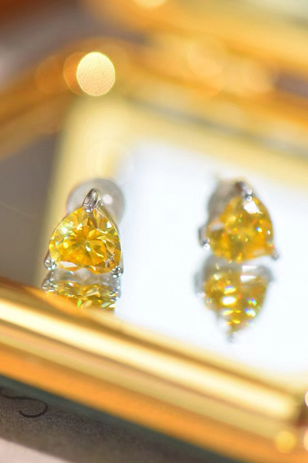 2 Carat Yellow Heart Moissanite Earrings
