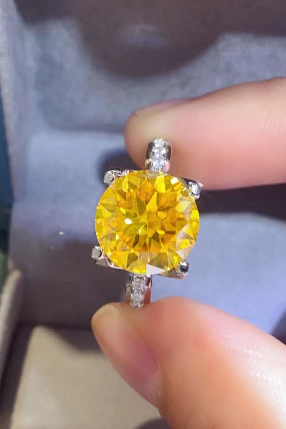 5 Carat Yellow Solitaire Moissanite Ring