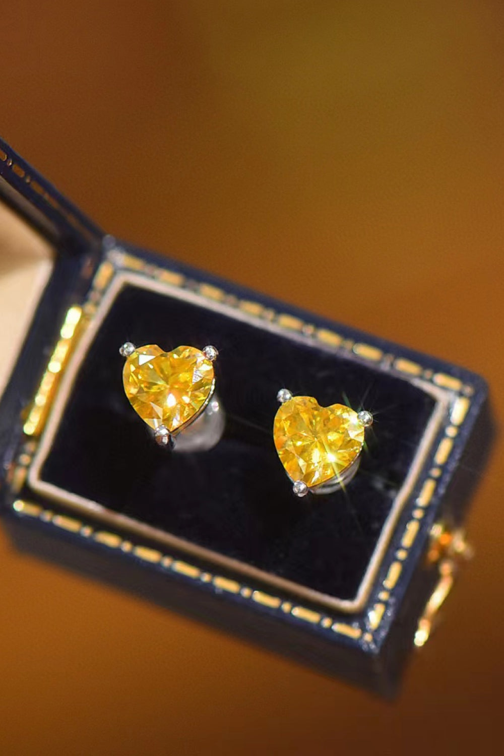 2 Carat Yellow Heart Moissanite Earrings