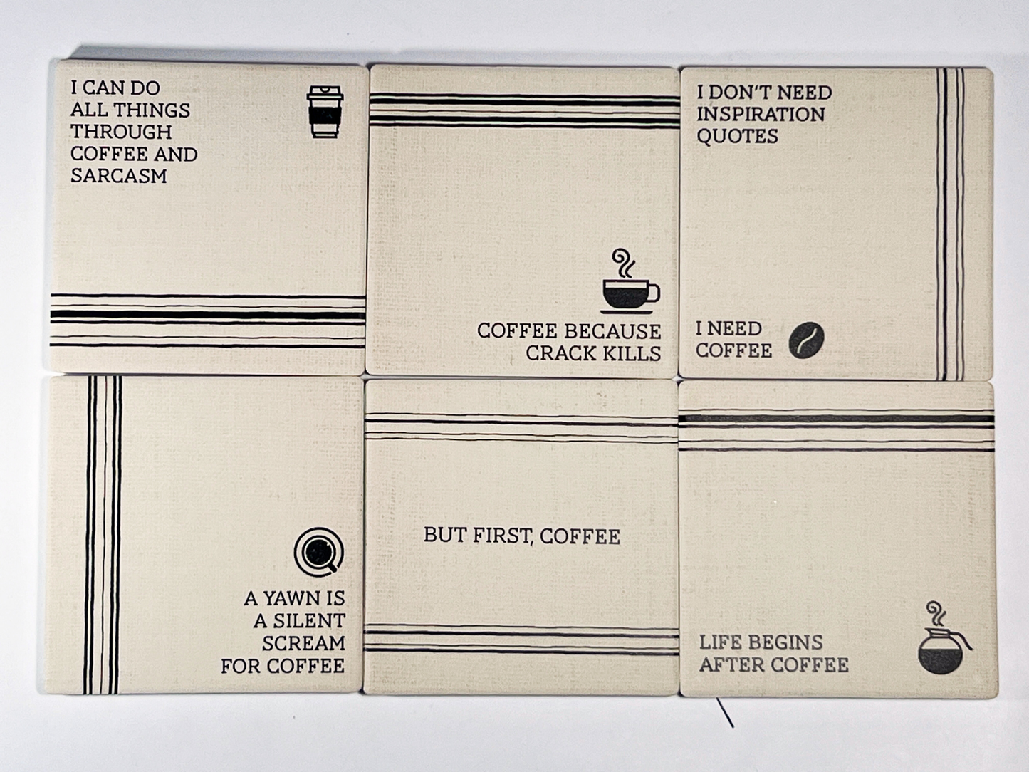 Coffee Sarcasm Coaster Set, 6 pcs.