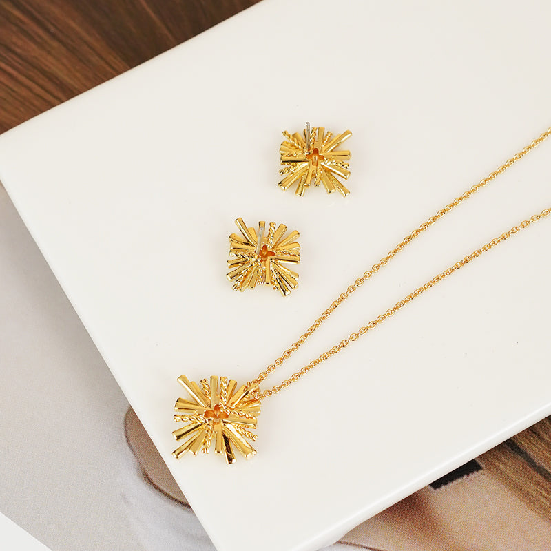 Starburst Gold-Plated Earrings + Necklace Set