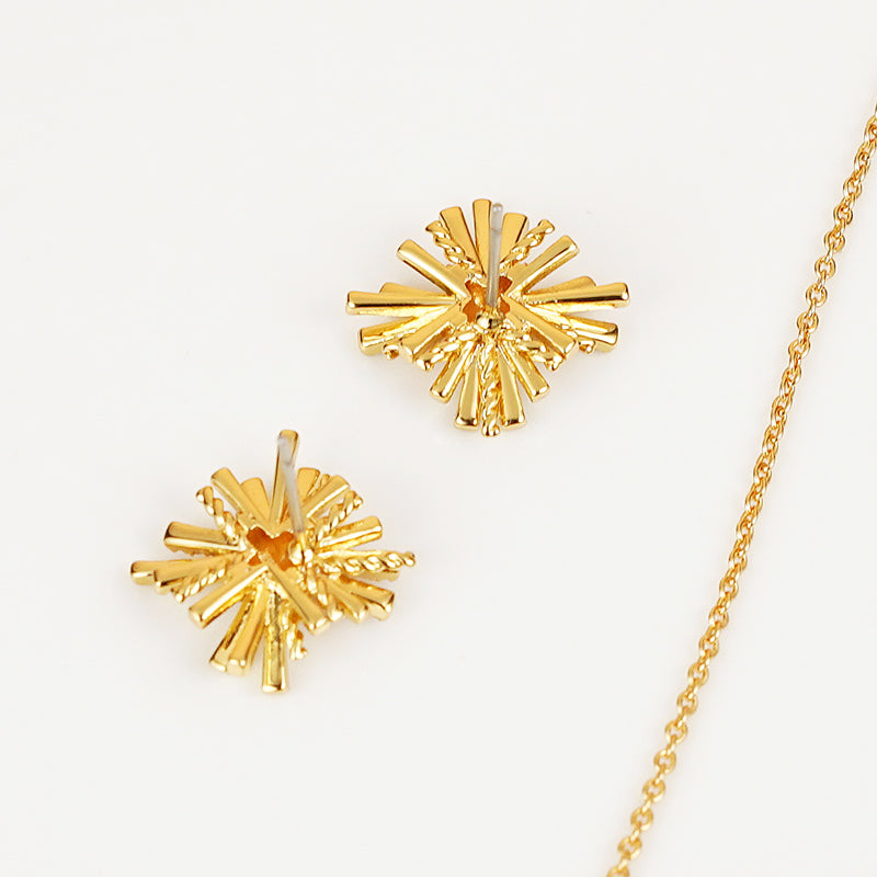 Starburst Gold-Plated Earrings + Necklace Set