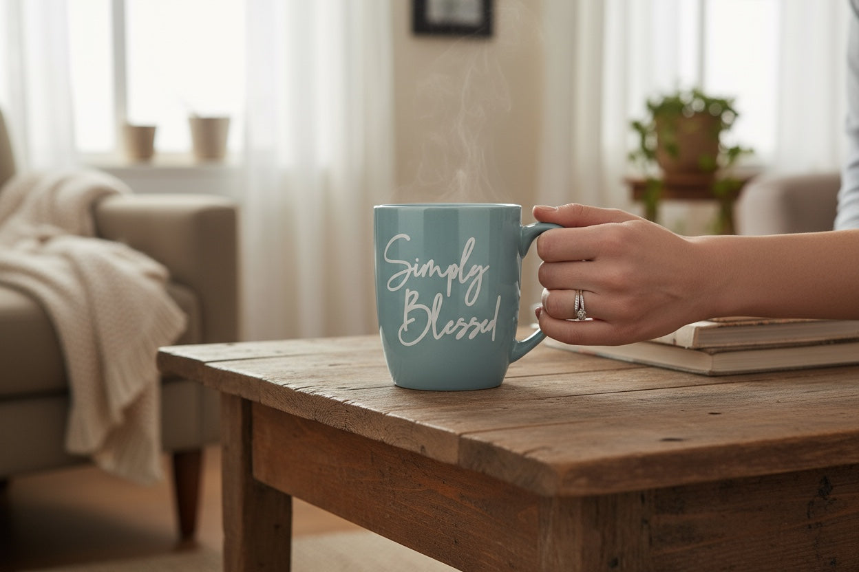 SIMPLY BLESSED Turquoise Mug