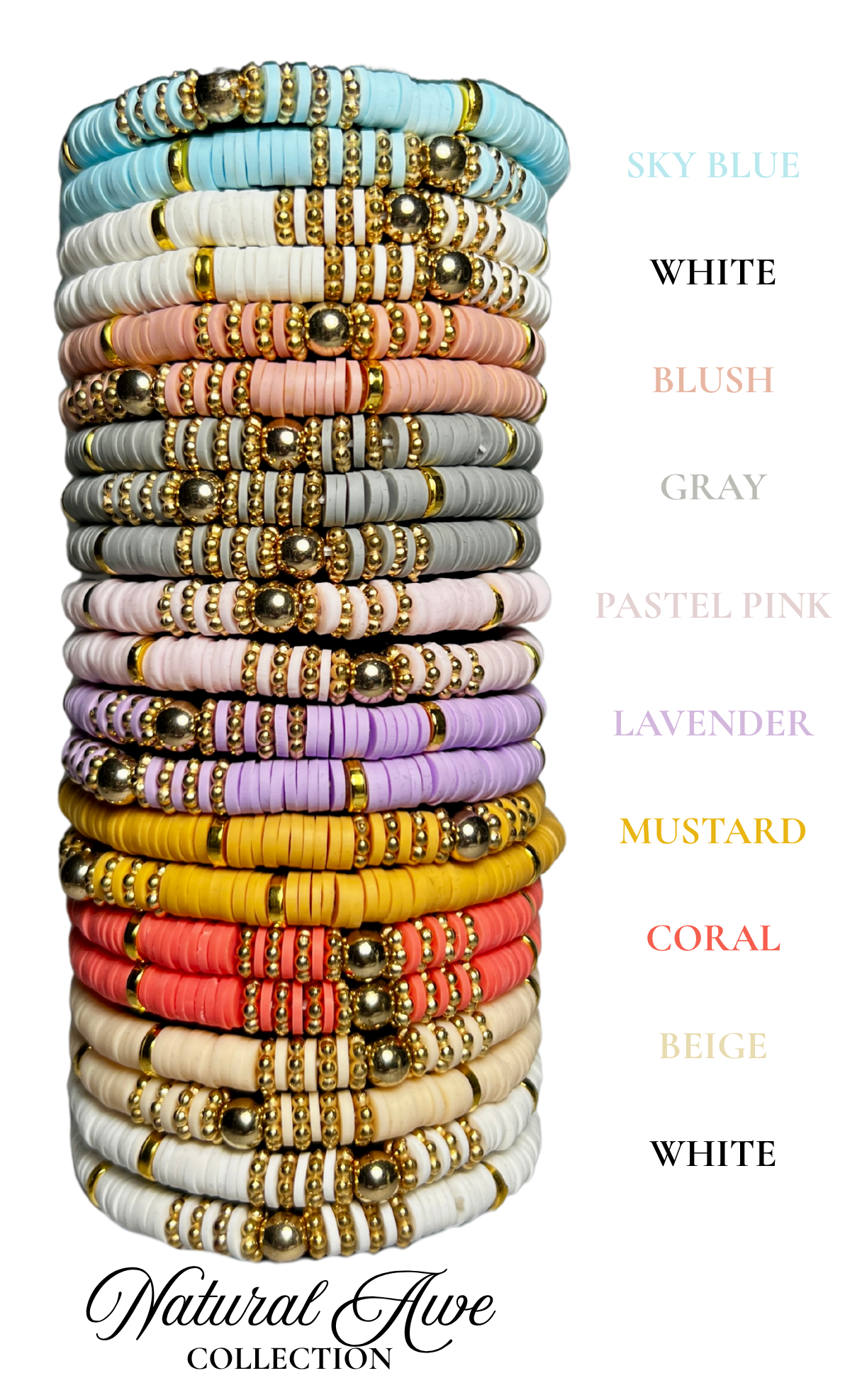 The Luxe Gold & Clay Bead Bracelet