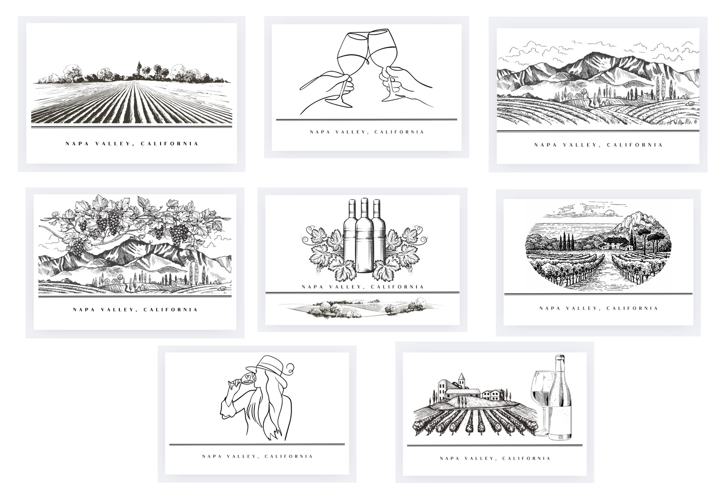 The Napa Valley Deluxe Postcards, 8 pcs.