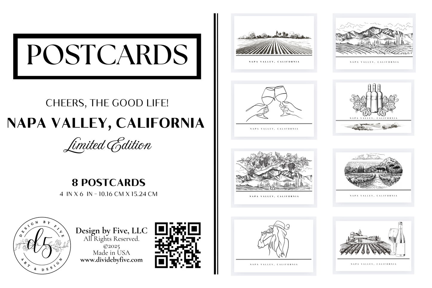 The Napa Valley Deluxe Postcards, 8 pcs.