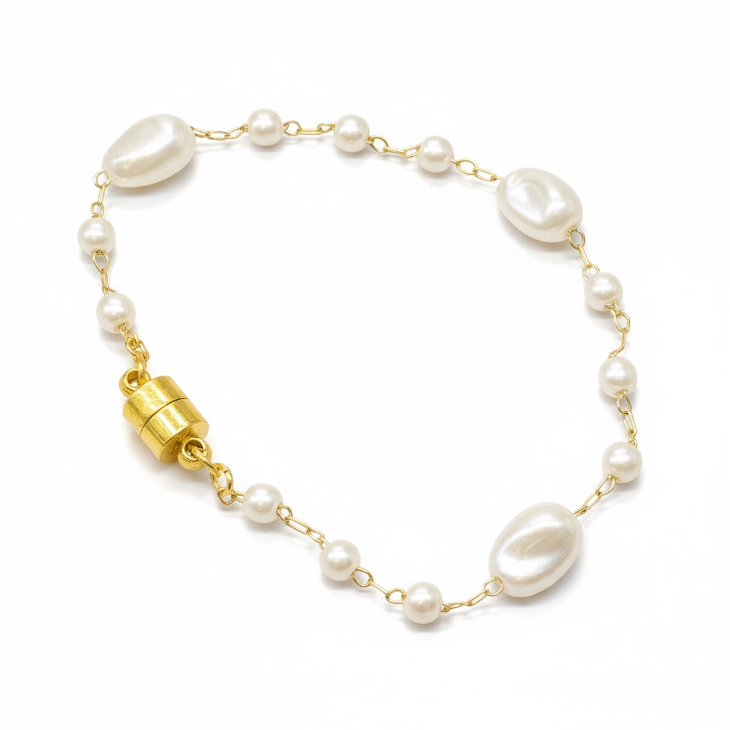 Magnetic Pearl Drop Gold Bracelet