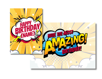 Personalized Comic Action Birthday Card