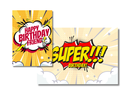 Personalized Comic Action Birthday Card
