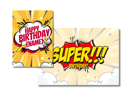 Personalized Comic Action Birthday Card