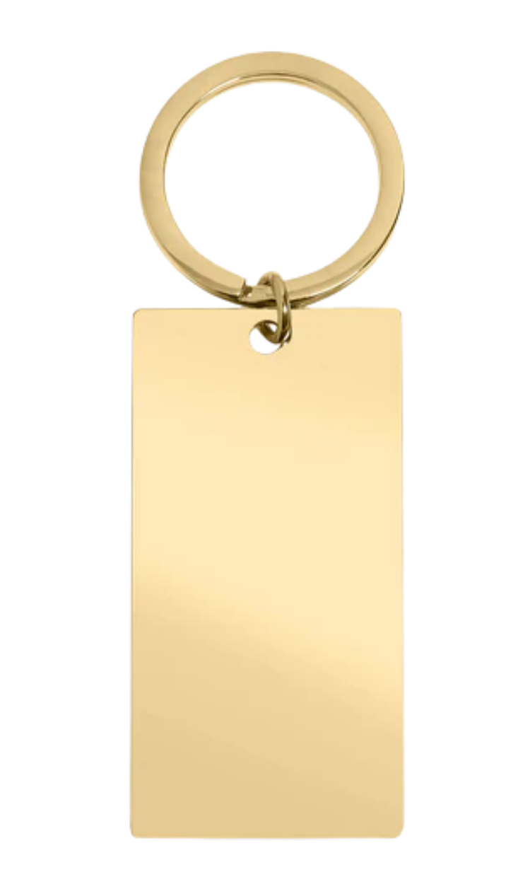 18K Gold Polished Bar Keychain