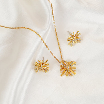 Starburst Gold-Plated Earrings + Necklace Set