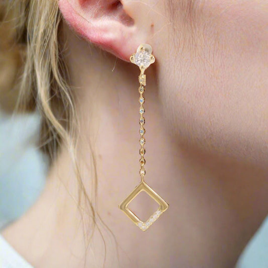 Elegant Diamond-shaped Dangle Earrings