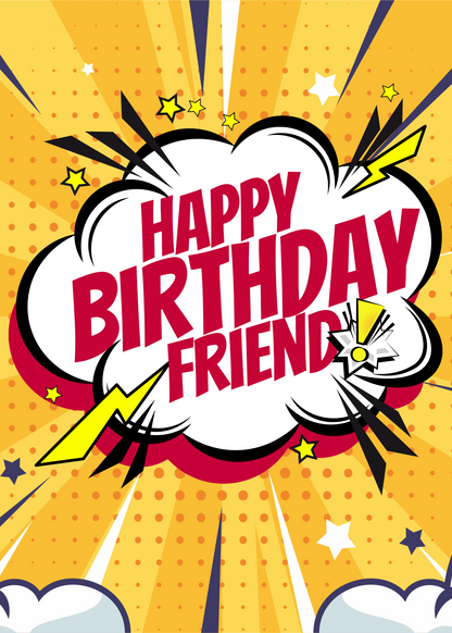 Personalized Comic Action Birthday Card