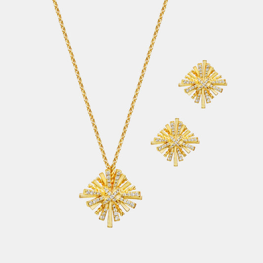 Starburst Gold-Plated Earrings + Necklace Set