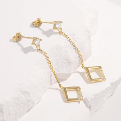 Elegant Diamond-shaped Dangle Earrings
