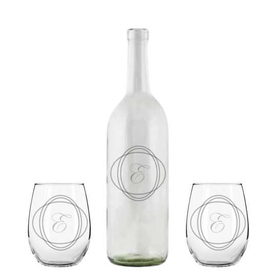 Glass Engraved Water Bottle & Tumblers Set