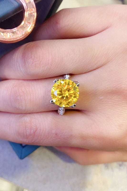 5 Carat Yellow Solitaire Moissanite Ring