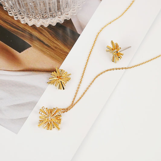 Starburst Gold-Plated Earrings + Necklace Set