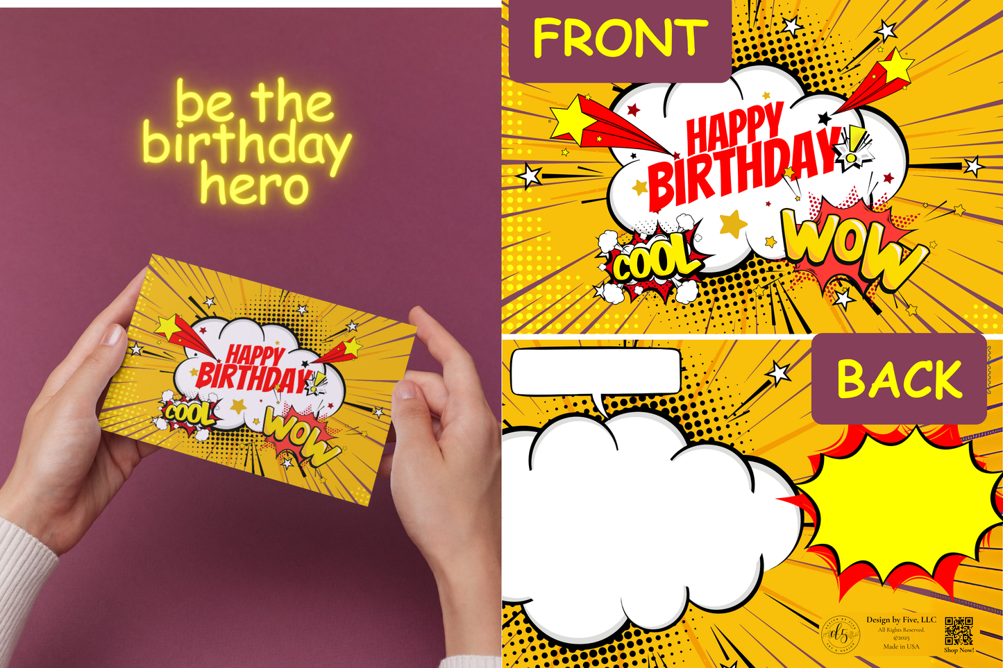 Personalized Comic Action Birthday Postcard