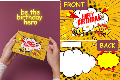 Personalized Comic Action Birthday Postcard