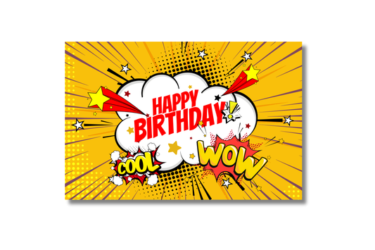 Personalized Comic Action Birthday Postcard