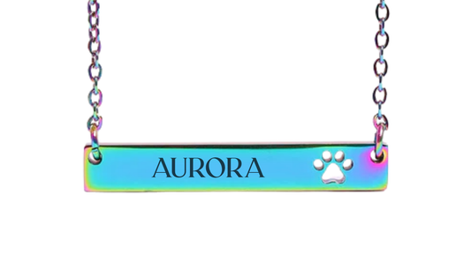 Colorful Cutout Paw Print Bar Necklace