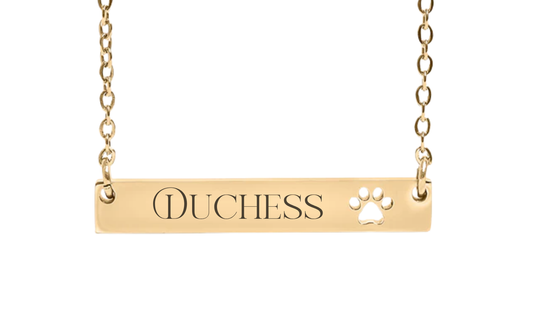18K Gold Cutout Paw Print Bar Necklace